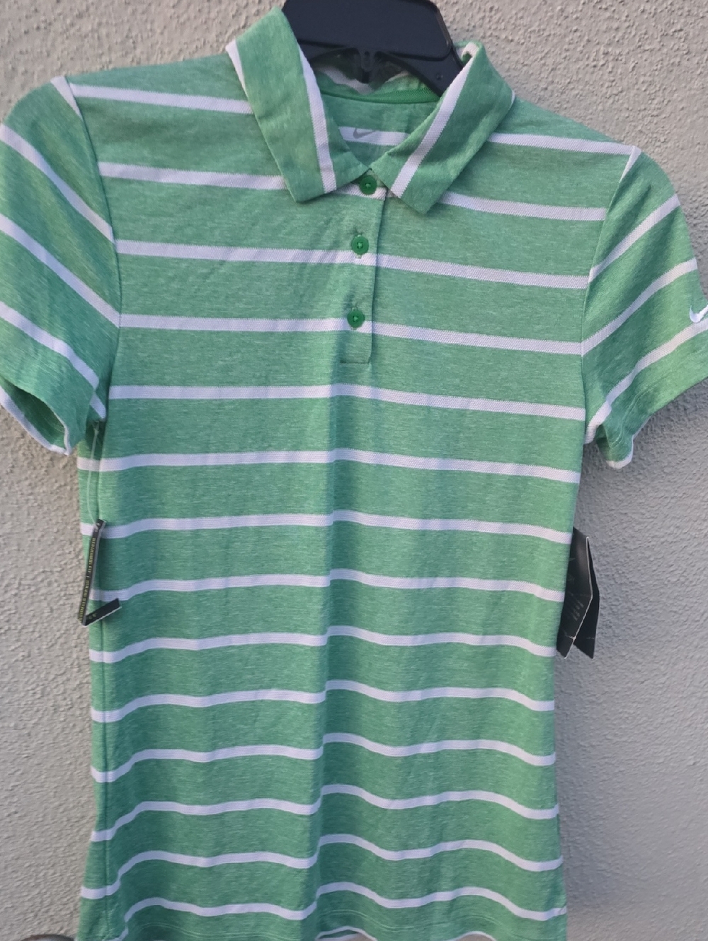 Green & White Striped Polo Shirt - Brand Unspecified